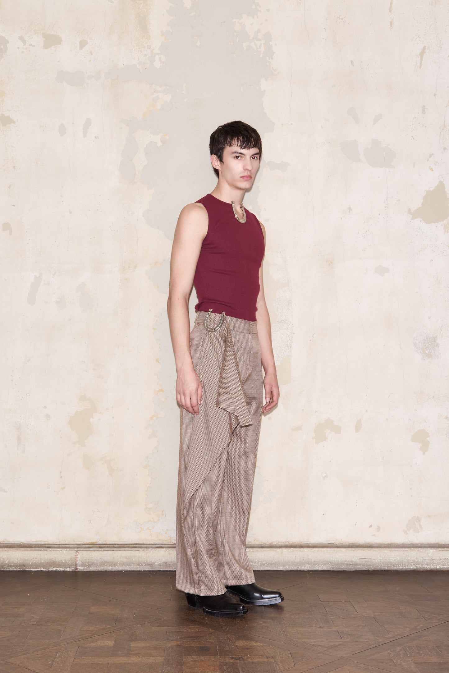 PIZURNO PANT BEIGE GLENCHECK