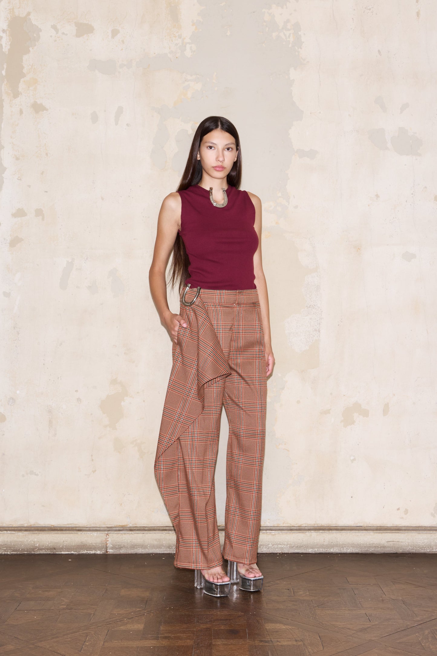 PIZURNO PANT RED GLENCHECK