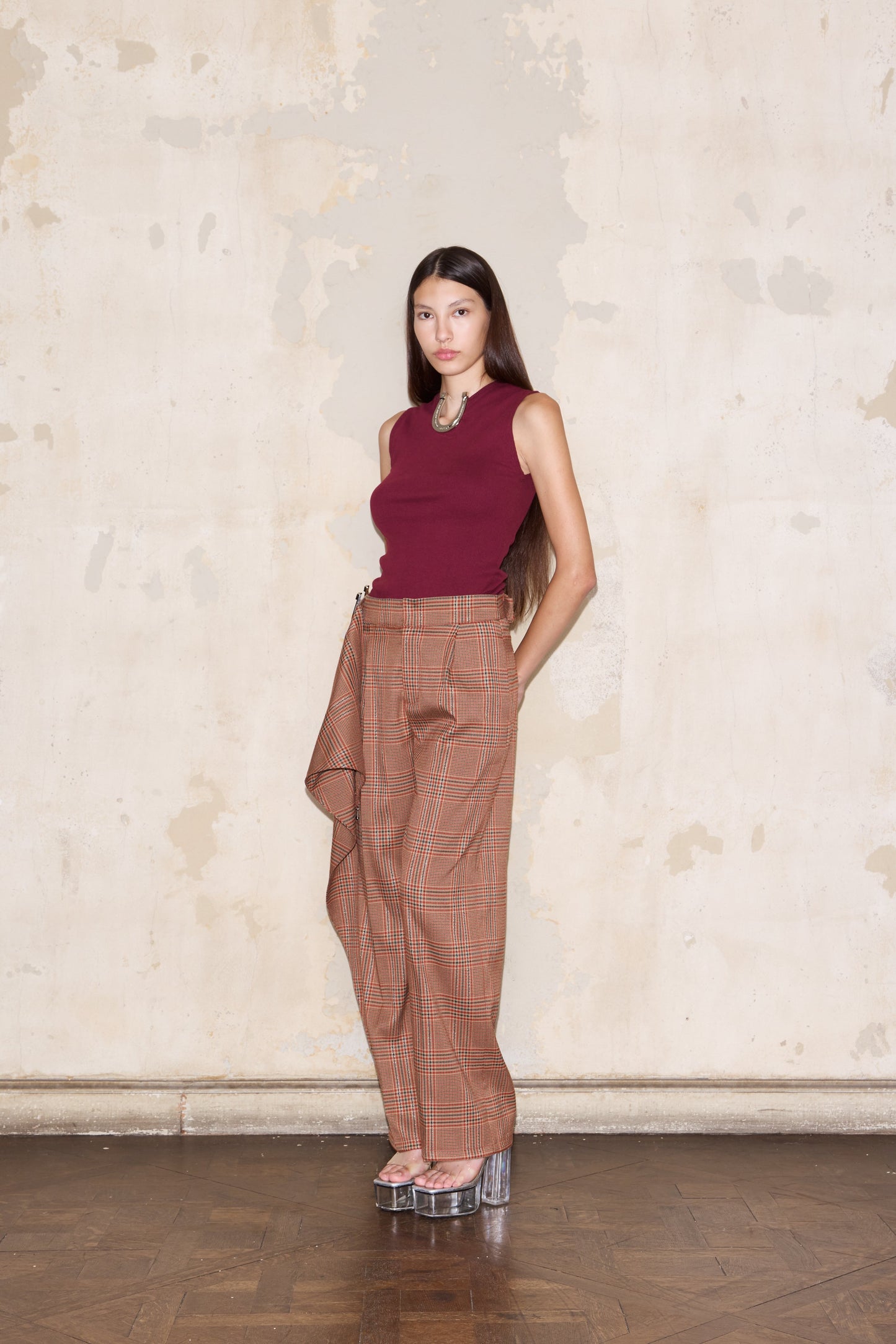 PIZURNO PANT RED GLENCHECK