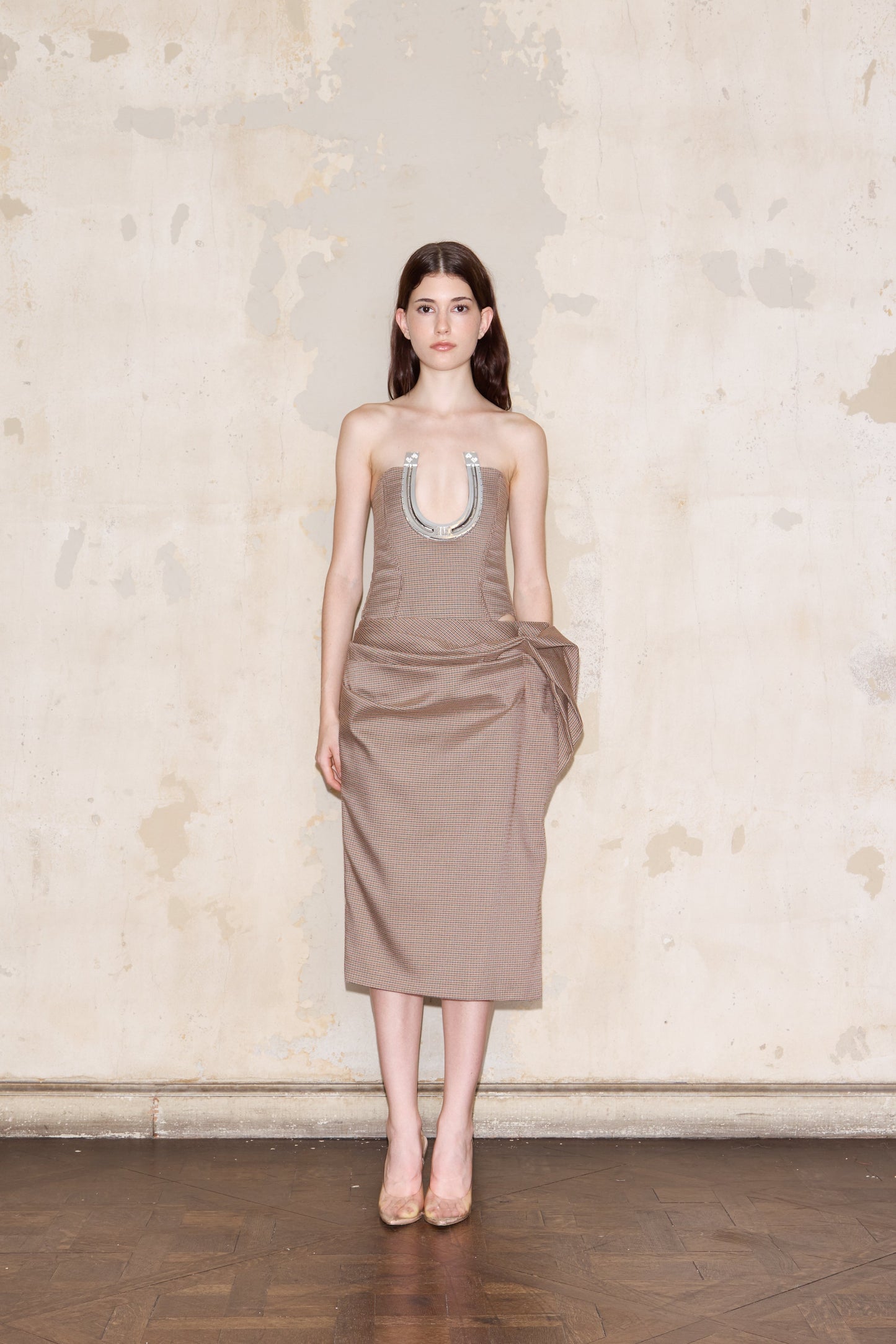 FREYRE SKIRT BEIGE GLENCHECK