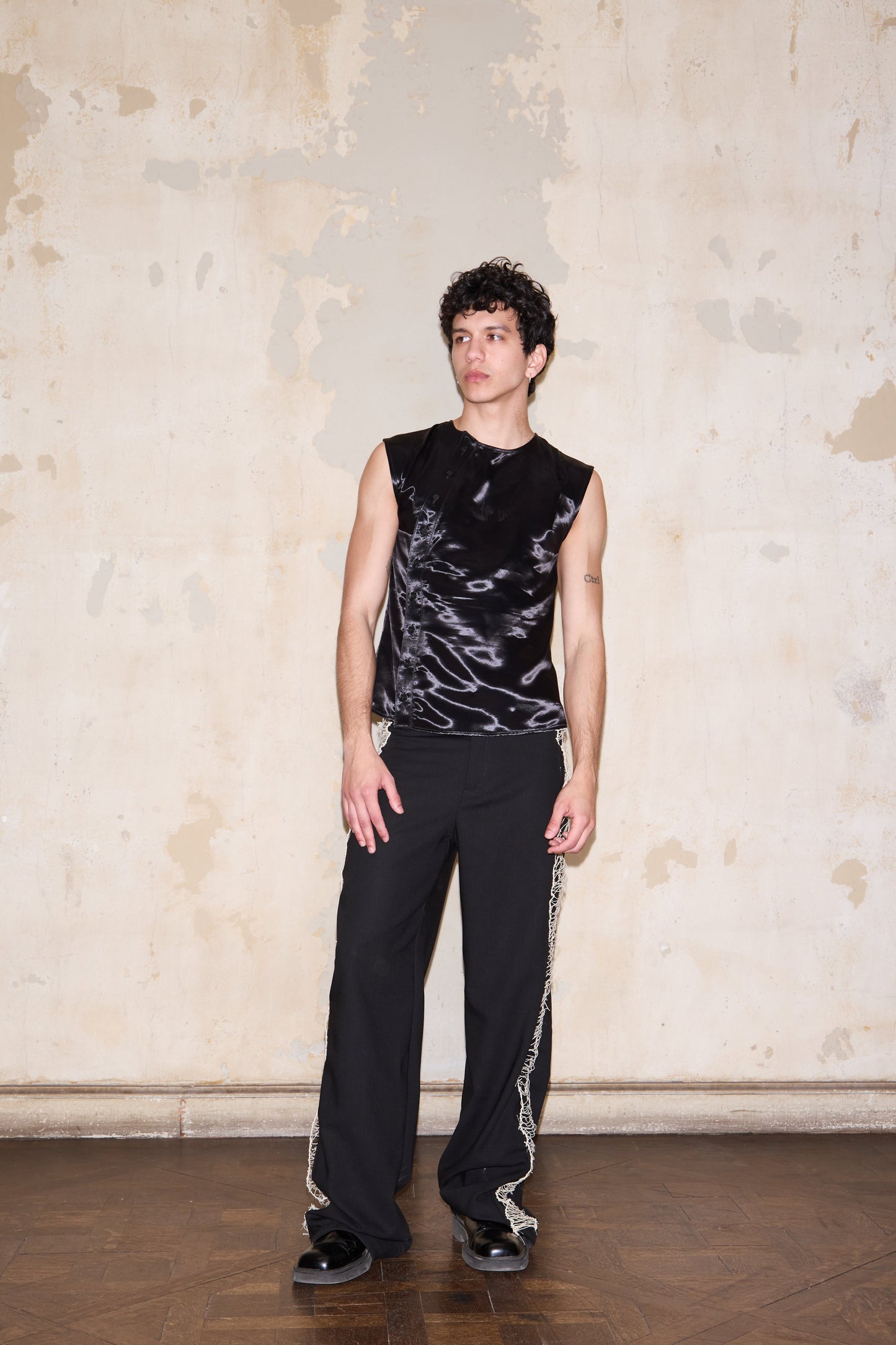 CERRITO BLOUSE BLACK SATIN