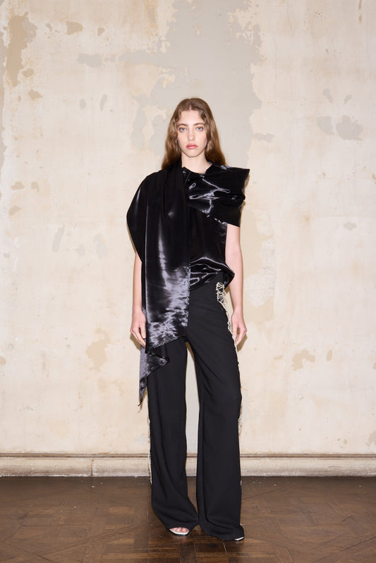 CERRITO BLOUSE BLACK SATIN