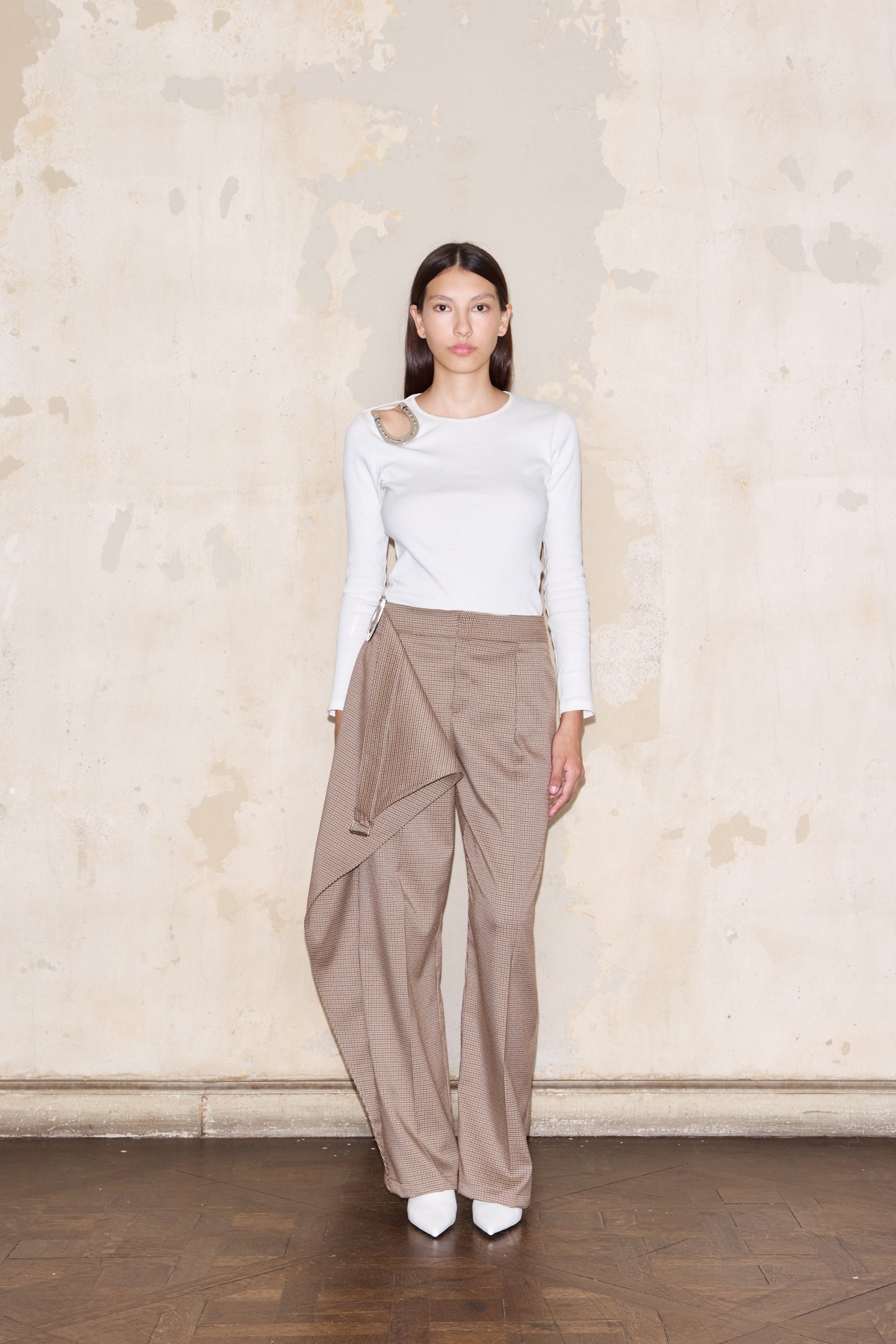 PIZURNO PANT BEIGE GLENCHECK