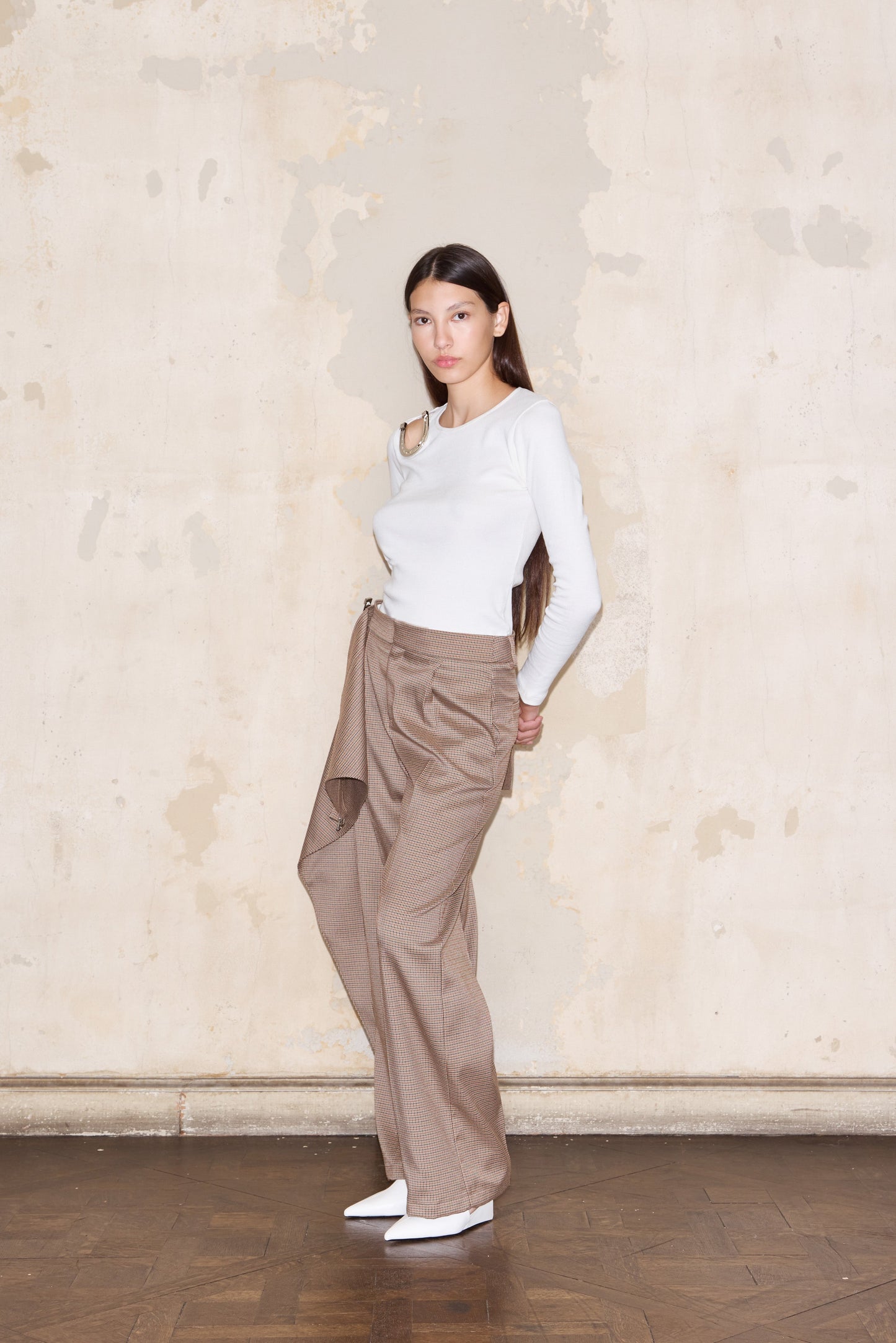 PIZURNO PANT BEIGE GLENCHECK