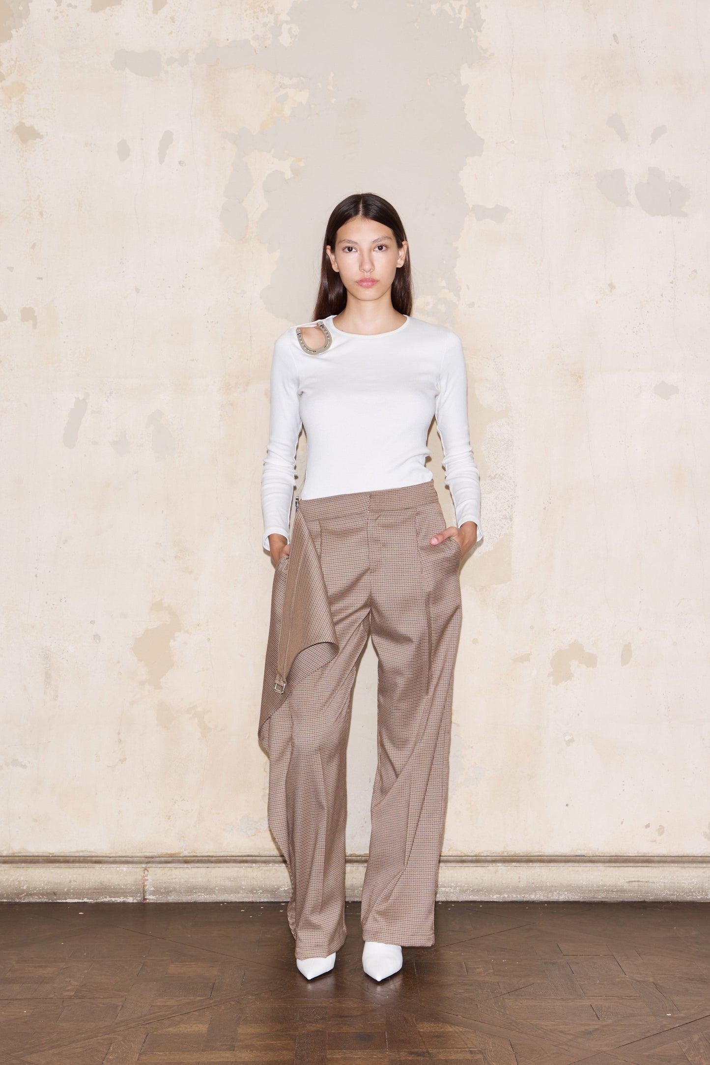 PIZURNO PANT BEIGE GLENCHECK